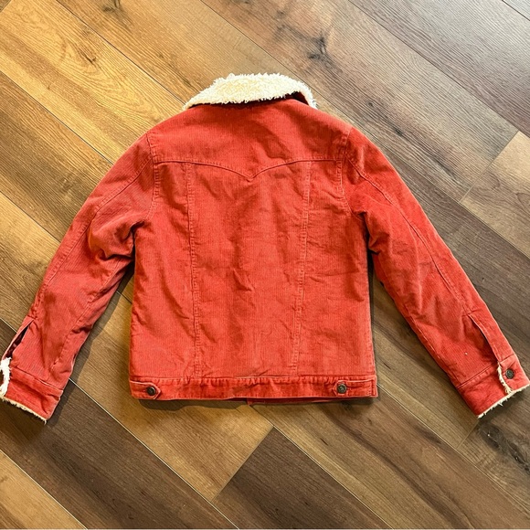 Sundance Corduroy Faux Sherpa Lined Coat Jacket Burnt Orange Rust Womens Size S - Picture 4 of 7